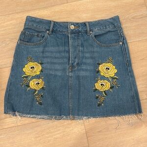Embroidered Denim Skirt